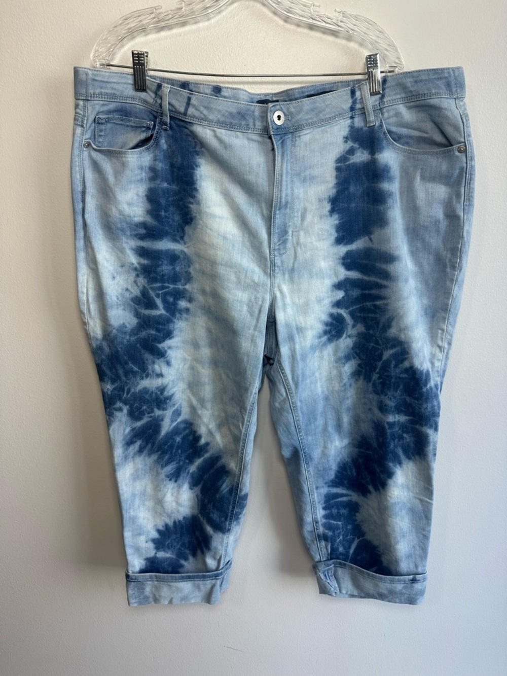 J. Jill High Rise Island Wash Tie-Dye Blue Cropped Jeans Size 24 w